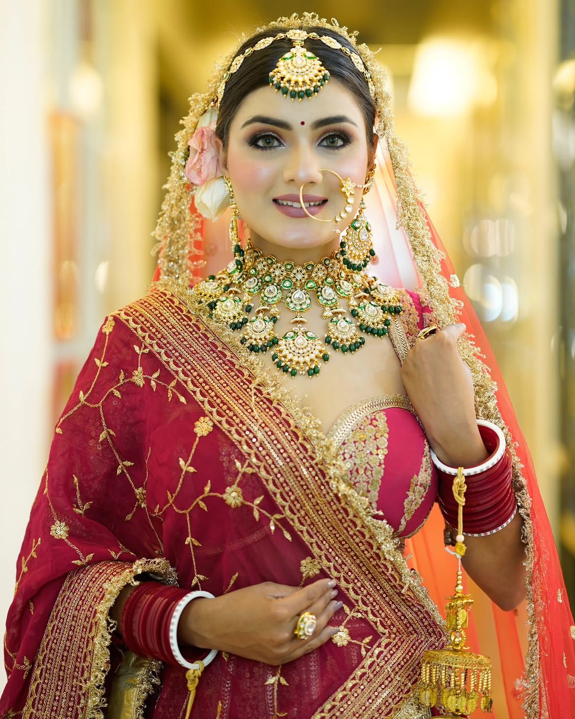 Bridal jewellery and wedding-day portrait
