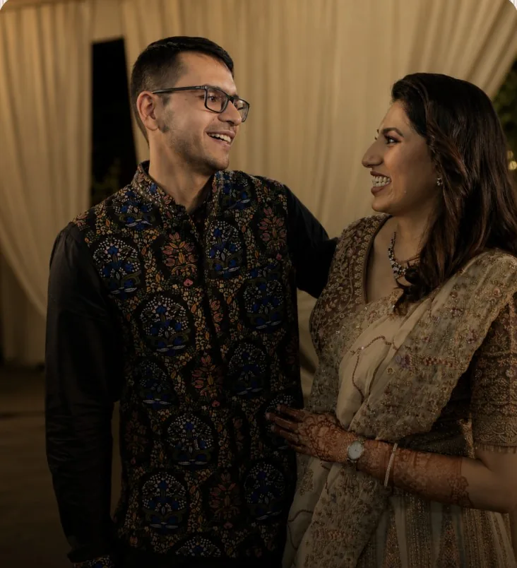 Meher & Uday at their wedding at Swiss Town, Bangalore